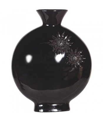 Vase noir motif floral