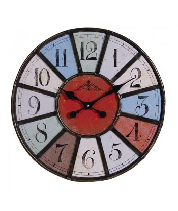 Horloge ronde métal multicolore