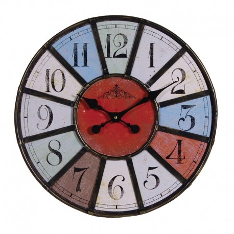 Horloge ronde métal multicolore