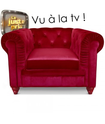 Fauteuil Chesterfield velours Rouge