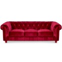 Canape 3 places Chesterfield Velours Rouge