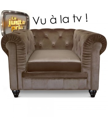 Fauteuil Chesterfield velours Taupe