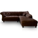 Canapé d'angle Brittish Velours Marron style Chesterfield