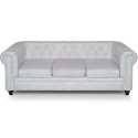 Canape 3 places Chesterfield effet Lin Gris Clair