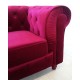 Canape 3 places Chesterfield Velours Rouge