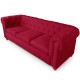 Canape 3 places Chesterfield effet Lin Rouge