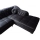 Canapé d'angle Brittish Velours Noir style Chesterfield