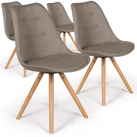 Lot de 4 chaises scandinaves Goya Tissu Beige