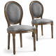 Lot de 2 chaises de style médaillon Louis XVI Tissu Gris